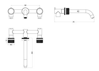 Встраиваемый смеситель для раковины Boheme Stick Spirale 152-2-B.4 чёрный